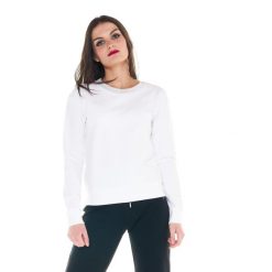 Bluza z bawełna z ściągacze na co dzień na siłownię. Białe bluzy LEONE 1947 APPAREL, bez wzorów, z bawełny, bez kaptura. W wyprzedaży za 124.24 zł.