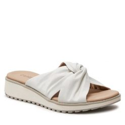 Klapki Caprice. Białe klapki Caprice, bez wzorów, bez obcasa. Za 259.99 zł.