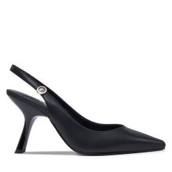 Sandały Just Cavalli. Czarne sandały Just Cavalli, bez wzorów, bez obcasa, na szpilce, bez zapięcia. Za 529.99 zł.