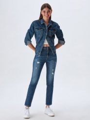 LTB Dżinsy "Freya" - Slim fit - w kolorze granatowym rozmiar: W29. Niebieskie jeansy LTB, z aplikacjami, z podwyższonym stanem. Za 87.81 zł.