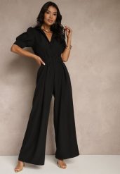 Czarny Kombinezon Taliowany Ozdobiony Klamrą Filenala. Czarne sukienki Renee, m, bez wzorów, eleganckie, bez kołnierzyka, bez ramiączek. Za 119.99 zł.