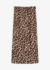 Spódnica midi z lejącej satyny. Brązowe spódnice bonprix, bez wzorów, z satyny, midi. Za 129.99 zł.