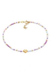 Elli Damska bransoletka na kostkę serce szklane koraliki letni styl w pozłacanym srebrze 925 Sterling Silver Bransoletki na nogę 1 ct Damski. Szare bransoletki Elli, pozłacane. Za 228.99 zł.