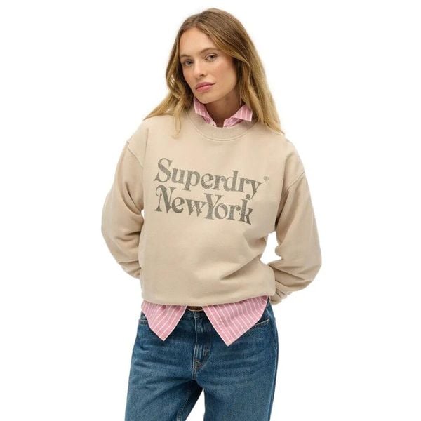 Bluza damska Superdry Brand Mark. Szare bluzy Superdry, xs, bez wzorów, prążkowane, bez kaptura. Za 305.20 zł.