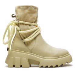 Botki GOE. Brązowe botki GOE, bez wzorów, bez obcasa, na płaskiej podeszwie, bez zapięcia. Za 449.99 zł.