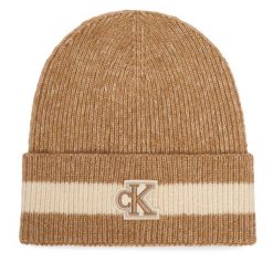 Czapka Calvin Klein. Brązowe czapki Calvin Klein, bez wzorów. Za 209.99 zł.