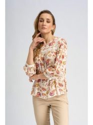 Marks & Spencer Bluzka w kolorze beżowo-różowym rozmiar: 47. Brązowe bluzki Marks & Spencer, bez wzorów, z wiskozy, bez kołnierzyka, bez ramiączek. Za 57.20 zł.