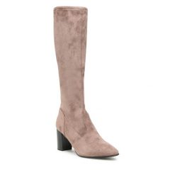 Kozaki Caprice. Brązowe kozaki Caprice, bez obcasa, na słupku, bez zapięcia. Za 419.99 zł.