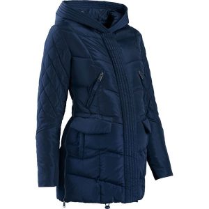 Płaszcz ciążowy pikowany z regulacją obwodu bonprix ciemnoniebieski. Niebieskie płaszcze bonprix, bez wzorów. Za 87.99 zł.