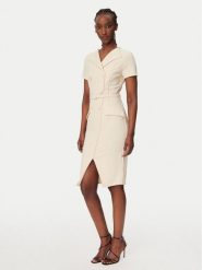 Rinascimento Sukienka koktajlowa CFC0127893003 Beżowy Slim Fit. Brązowe sukienki Rinascimento, s, bez wzorów, z syntetyku, wizytowe, bez kołnierzyka, bez ramiączek. Za 699.99 zł.