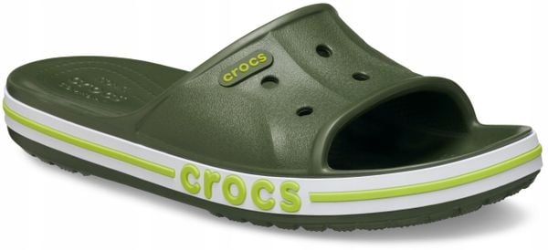 Klapki Dla Dorosłych Crocs Bayaband Slide. Białe klapki Crocs, bez wzorów, z materiału, bez obcasa. Za 89.99 zł.