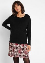 Sukienka ciążowa i do karmienia piersią, 2 w 1. Czarne sukienki bonprix, z aplikacjami, z dzianiny, bez kołnierzyka, moda ciążowa, bez ramiączek. Za 144.99 zł.