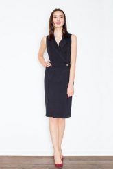 Czarna Kopertowa Midi Sukienka bez Rękawów. Czarne sukienki Figl, s, bez wzorów, z elastanu, bez kołnierzyka, bez ramiączek, midi, kopertowe. Za 249.00 zł.