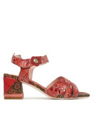 Laura Vita Sandały Jacqueso 03 Czerwony. Czerwone sandały Laura Vita, bez wzorów, ze skóry, bez obcasa, na słupku, bez zapięcia. Za 389.99 zł.