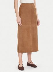 MAX&Co. Spódnica skórzana Guelfi 2526406011200 Brązowy Straight Fit. Brązowe spódnice MAX&Co., bez wzorów, ze skóry. Za 1,869.00 zł.