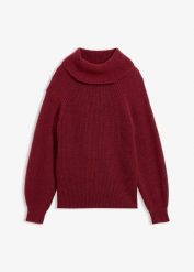 Sweter z miękkiej mieszanki wełny. Brązowe golfy bonprix, bez wzorów, z materiału, bez ramiączek. Za 269.99 zł.