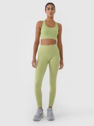 4F Legginsy treningowe bezszwowe damskie - zielone XS/S. Zielone legginsy sportowe 4f, s, bez wzorów, z dzianiny, z podwyższonym stanem, na fitness i siłownię. W wyprzedaży za 59.99 zł.