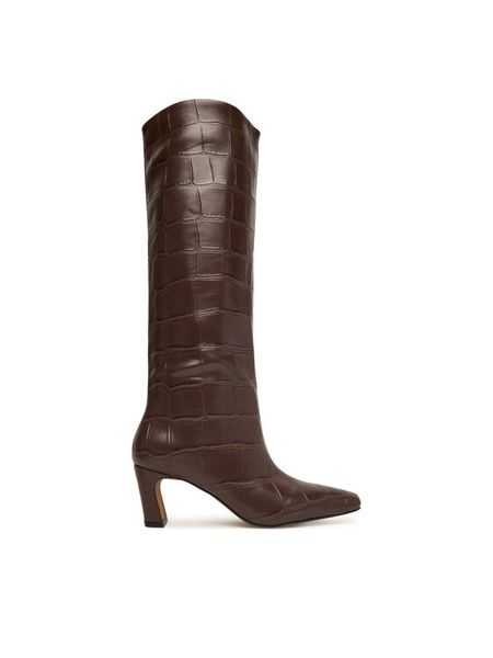 Aldo Botki Bethie 14428959 Brązowy ciemny. Brązowe botki Aldo, bez wzorów, ze skóry, bez obcasa, na słupku, bez zapięcia. Za 1,189.00 zł.