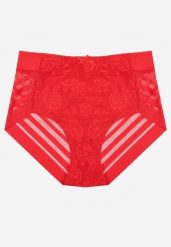 Czerwone Siateczkowe Majtki Figi High Waist z Koronkowymi Zdobieniami Heylih. Czerwone figi Renee, xl, z aplikacjami, z koronki. Za 19.99 zł.