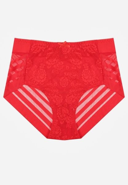 Czerwone Majtki Figi z Wysokim Stanem Zdobione Koronką i Siateczką Helieth. Czerwone figi Born2be, l, z aplikacjami, z koronki. Za 19.99 zł.