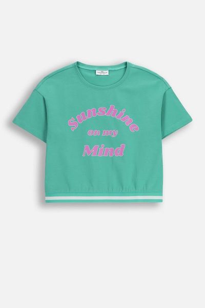 T-shirt z krótkim rękawem. Zielone t-shirty COCCODRILLO, s, bez wzorów, z bawełny, bez kołnierzyka, bez ramiączek. W wyprzedaży za 19.90 zł.