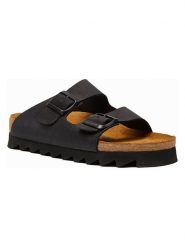 Comfortfusse Skórzane klapki "Troy" w kolorze czarnym rozmiar: 42. Czarne klapki Comfortfüße, bez wzorów, z nubiku, z otwartym noskiem, bez obcasa. Za 260.99 zł.