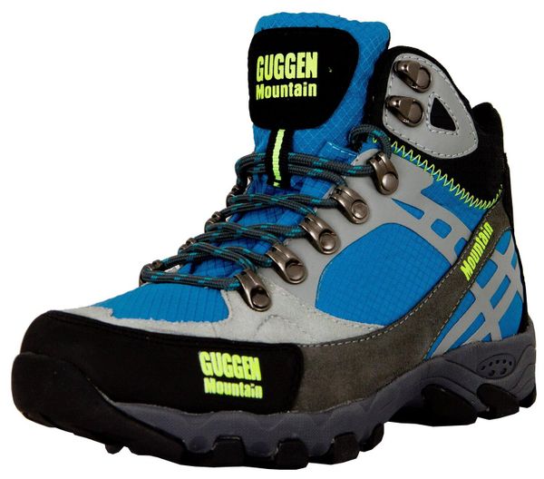 Damskie buty turystyczne outdoorowe. Niebieskie trekkingi GUGGEN MOUNTAIN, z materiału, trekkingowe. Za 258.40 zł.