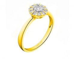 Pierścionek z żółtego złota z brylantami - 0,33 ct - próba 585. Żółte pierścionki Apart, z brylantem, złote. Za 4,690.00 zł.