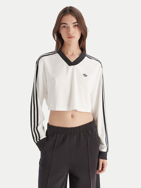 Adidas Bluzka adicolor Football Jacquard JV9740 Biały Loose Fit. Białe bluzki Adidas, xl, bez wzorów, z syntetyku, bez kołnierzyka, bez ramiączek. Za 139.99 zł.