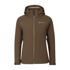 Damska kurtka turystyczna Alpine Pro Hoora. Zielone kurtki sportowe Alpine Pro, bez wzorów, z softshellu, bez kaptura, trekkingowe. Za 404.55 zł.