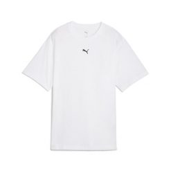 Damska koszulka o luźnym kroju ESS PUMA White. Białe bluzki Puma, bez wzorów, sportowe, bez kołnierzyka, bez ramiączek. Za 99.00 zł.