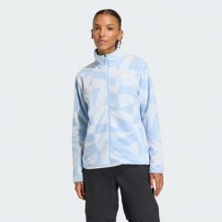 Bluza Terrex Multi Printed Full-Zip Fleece. Niebieskie bluzy Adidas, bez wzorów, z materiału, bez kaptura. Za 299.00 zł.
