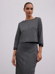 BGN Bluzka w kolorze czarno-szarym rozmiar: 38. Czarne bluzki BGN, bez wzorów, bez kołnierzyka, bez ramiączek. Za 93.07 zł.