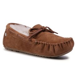 Kapcie EMU Australia. Brązowe obuwie domowe EMU Australia, bez wzorów, bez zapięcia. Za 449.99 zł.