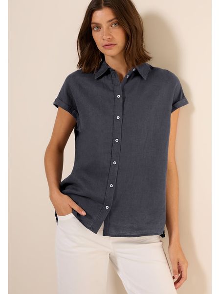 Cecil Lniana bluzka w kolorze antracytowym rozmiar: L. Czarne bluzki Cecil, l, bez wzorów, ze lnu, bez kołnierzyka, bez ramiączek. Za 157.35 zł.