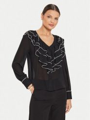 Kontatto Bluzka B701C Czarny Regular Fit. Czarne bluzki Kontatto, bez wzorów, z syntetyku, bez kołnierzyka, bez ramiączek. Za 179.99 zł.