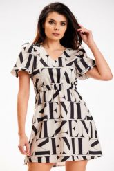 Mini Letnia Sukienka w Czarne Litery. Czarne sukienki Awama, na lato, l, bez wzorów, z elastanu, bez kołnierzyka, bez ramiączek, mini, rozkloszowane. Za 319.90 zł.
