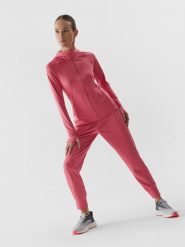 4F Spodnie treningowe z materiałów z recyklingu damskie S. Czerwone spodnie dresowe 4f, s, bez wzorów, z dzianiny, na fitness i siłownię. Za 199.99 zł.