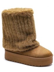 C'M Botki zimowe w kolorze jasnobrązowym rozmiar: 40. Brązowe botki C'M, na zimę, bez wzorów, bez obcasa, na platformie, bez zapięcia. Za 130.99 zł.