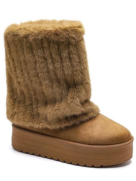 C'M Botki zimowe w kolorze jasnobrązowym rozmiar: 36. Brązowe botki C'M, na zimę, bez wzorów, bez obcasa, na platformie, bez zapięcia. Za 130.99 zł.