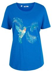 T-shirt z czystej bawełny organicznej. Niebieskie t-shirty bonprix, bez wzorów, z bawełny, bez kołnierzyka, bez ramiączek. Za 49.99 zł.