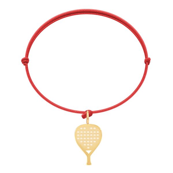 Bransoletka z pozłacaną zawieszką Rakieta do Padla 1,8 cm na cienkim czerwonym sznurku. Czerwone bransoletki Lilou, pozłacane. Za 129.00 zł.
