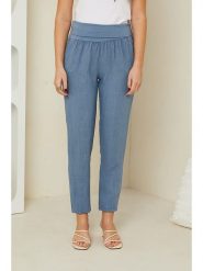 Rodier Lin Lniane spodnie w kolorze niebieskim rozmiar: XL/XXL. Niebieskie spodnie materiałowe Rodier Lin, xl, bez wzorów, ze lnu. Za 92.95 zł.