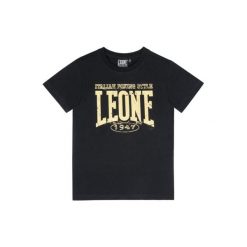 Koszulka z bawełna na czas wolny na co dzień. Czarne bluzki LEONE 1947 APPAREL, bez wzorów, z bawełny, sportowe, bez kołnierzyka, bez ramiączek. W wyprzedaży za 44.86 zł.