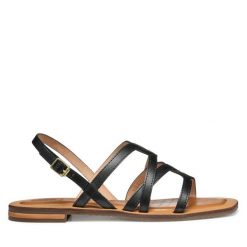 Sandały Geox. Czarne sandały Geox, bez wzorów, bez obcasa, na płaskiej podeszwie, bez zapięcia. Za 309.99 zł.