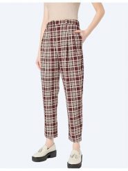 Monki Spodnie w kolorze brązowo-białym rozmiar: 40. Brązowe spodnie materiałowe Monki, bez wzorów, z materiału, z podwyższonym stanem. Za 43.99 zł.