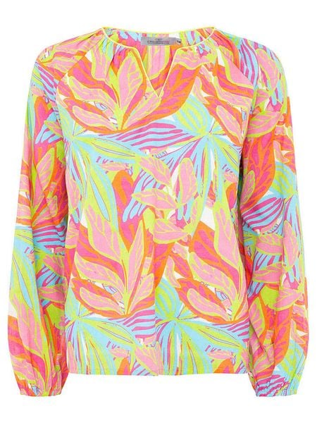 Zwillingsherz Bluzka "Power Colors" w kolorze pomarańczowo-zielono-błękitnym rozmiar: L/XL. Niebieskie bluzki Zwillingsherz, l, bez wzorów, z wiskozy, bez kołnierzyka, bez ramiączek. Za 87.40 zł.