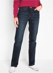 Dżinsy Straight, mid waist, z wygodnym paskiem. Niebieskie jeansy bonprix, bez wzorów. Za 134.99 zł.