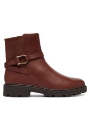 Clarks Botki Code L Bay 26327157 Brązowy. Brązowe botki Clarks, bez wzorów, ze skóry, bez obcasa, na płaskiej podeszwie, bez zapięcia. Za 479.99 zł.
