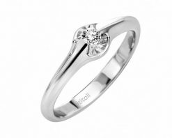 Pierścionek z białego złota z brylantem - 0,10 ct - próba 750. Białe pierścionki Ititoli, z brylantem, złote. Za 6,490.00 zł.